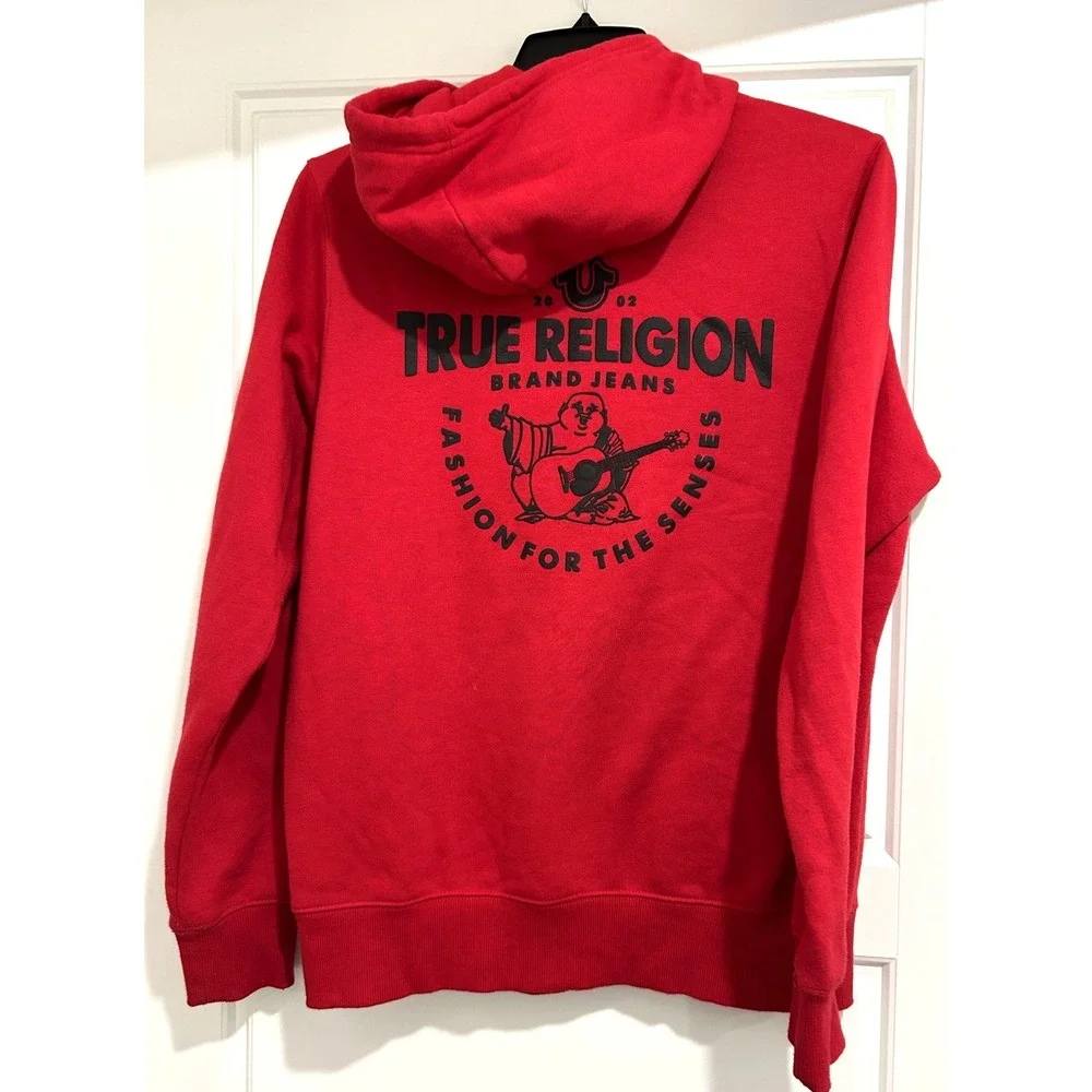 MEN'S‎ TRUE RELIGION BUDDHA LOGO CORE ZIP UP HOODIE JACKET TRUE RED LARGE